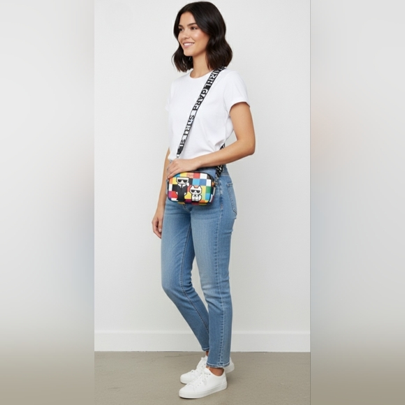 NWT Karl Lagerfeld Maybelle Multi-Color Crossbody Coin Purse Guitar Strap - Picture 1 of 15